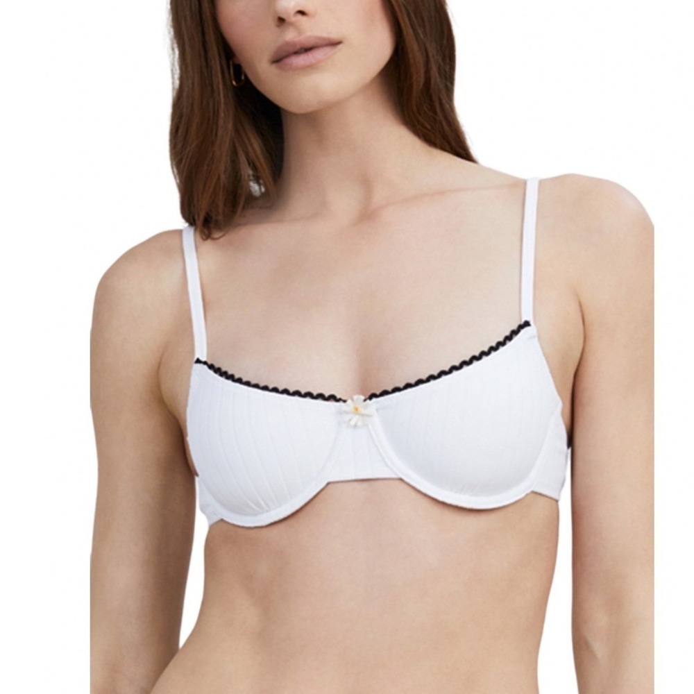 Solid & Striped The Daphne Bikini Top Marshmallow White Ribbed Underwire XL